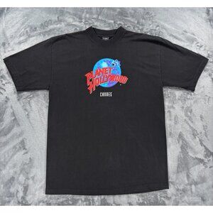 Vintage 1991 Planet Hollywood Cannes T Shirt Men XL Black Made in USA 90s